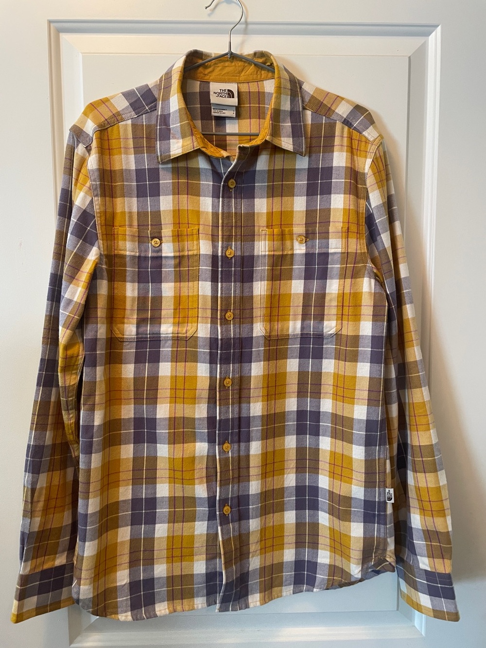 The North Face Men’s Plaid Button-Up Shirt Small Yellow Grey